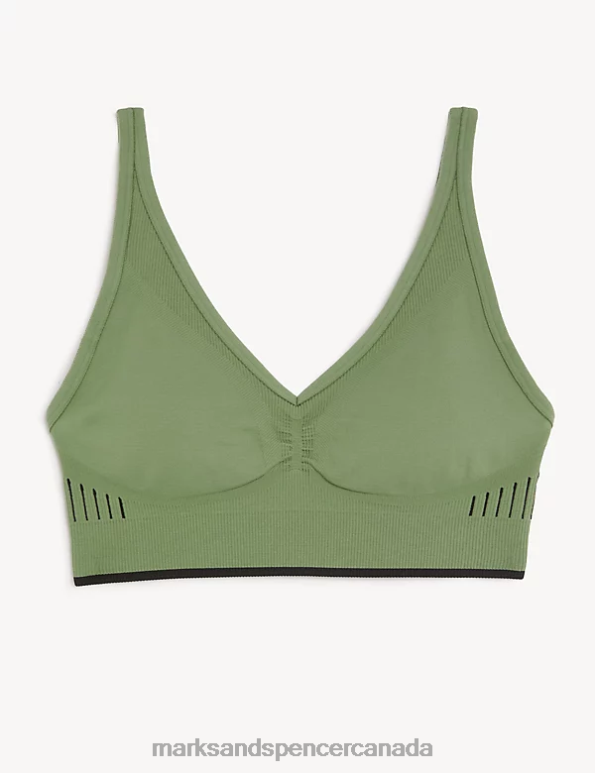 Marks and Spencer Canada - Unisex Khaki Clothing Marks & Spencer Medium Support Non Wired Sports Bra 20VTD4049