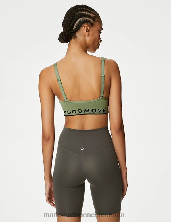 Marks and Spencer Canada - Unisex Khaki Clothing Marks & Spencer Medium Support Non Wired Sports Bra 20VTD4049