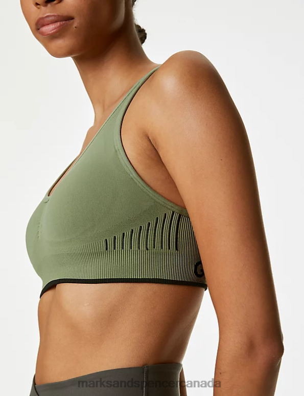 Marks and Spencer Canada - Unisex Khaki Clothing Marks & Spencer Medium Support Non Wired Sports Bra 20VTD4049