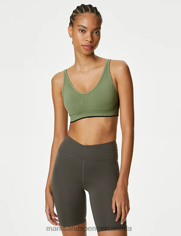 Marks and Spencer Canada - Unisex Khaki Clothing Marks & Spencer Medium Support Non Wired Sports Bra 20VTD4049
