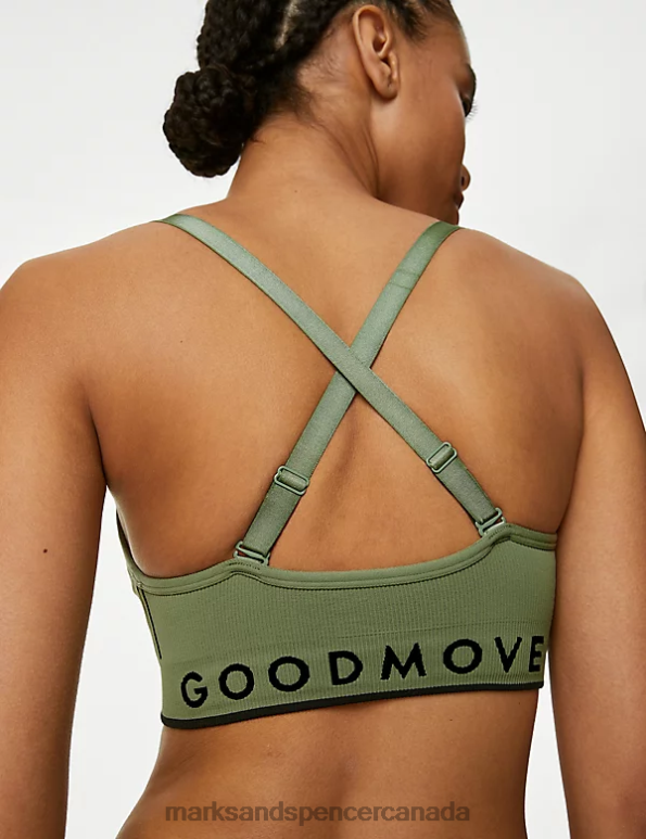 Marks and Spencer Canada - Unisex Khaki Clothing Marks & Spencer Medium Support Non Wired Sports Bra 20VTD4049