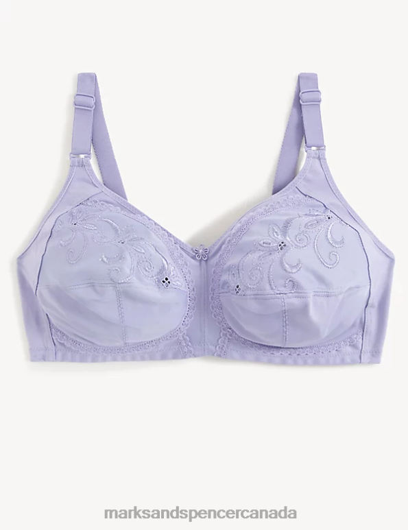 Unisex Lavender Clothing Marks & Spencer Total Support Embroidered Full Cup Bra 20VTD4292 - Marks and Spencer online