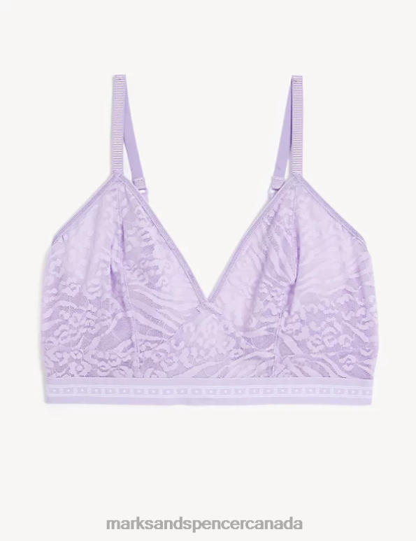 Unisex Lilac Clothing Marks & Spencer Gisella Mesh Non Wired Bralette 20VTD4046 - Marks and Spencer outlet