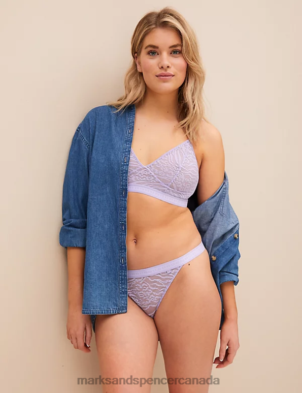 Unisex Lilac Clothing Marks & Spencer Gisella Mesh Non Wired Bralette 20VTD4046 - Marks and Spencer outlet