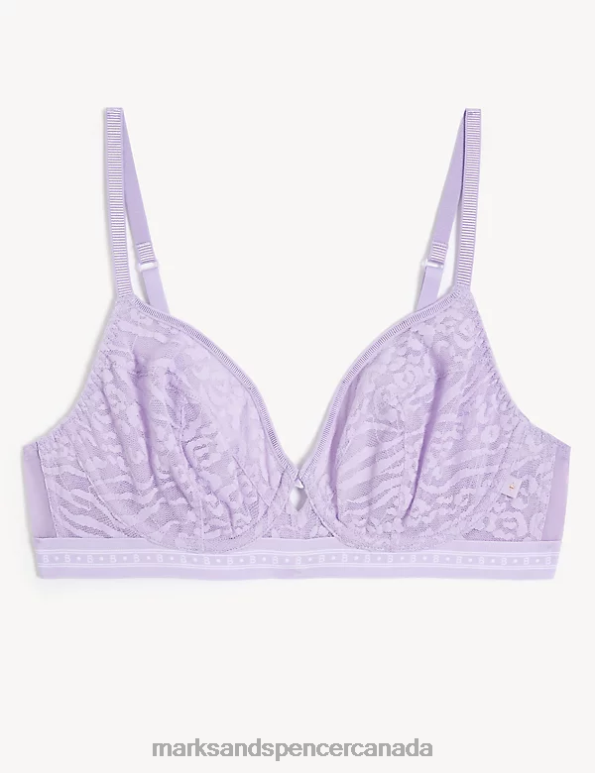 Marks and Spencer near me - Unisex Lilac Clothing Marks & Spencer Gisella Mesh Wired Plunge Bra 20VTD3763