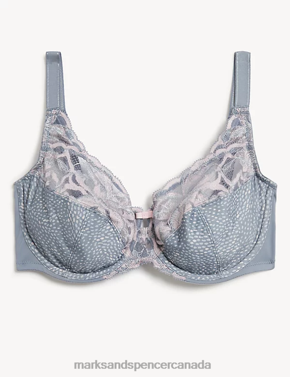 Marks and Spencer Canada - Unisex Mid Grey Clothing Marks & Spencer Wild Blooms Non-Padded Full Cup Bra 20VTD4538