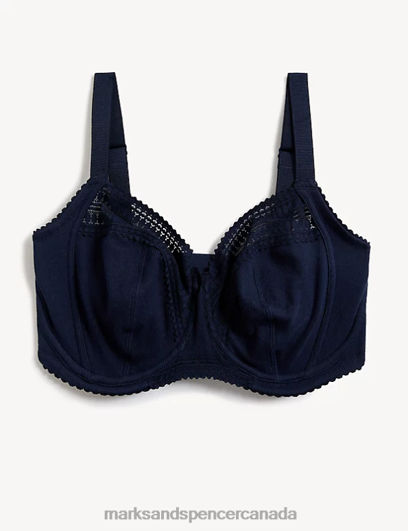 Marks and Spencer sale - Unisex Navy Clothing Marks & Spencer Anise Lace Wired Balcony Bra 20VTD4262
