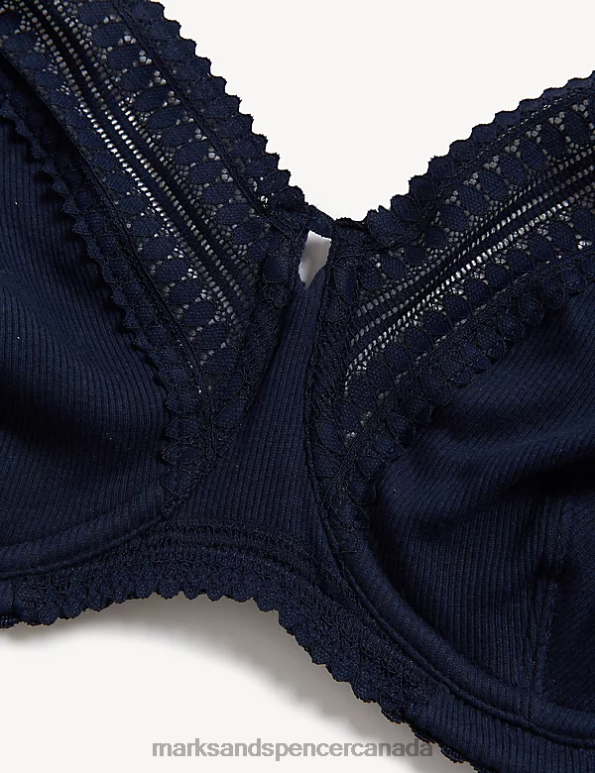 Marks and Spencer sale - Unisex Navy Clothing Marks & Spencer Anise Lace Wired Balcony Bra 20VTD4262