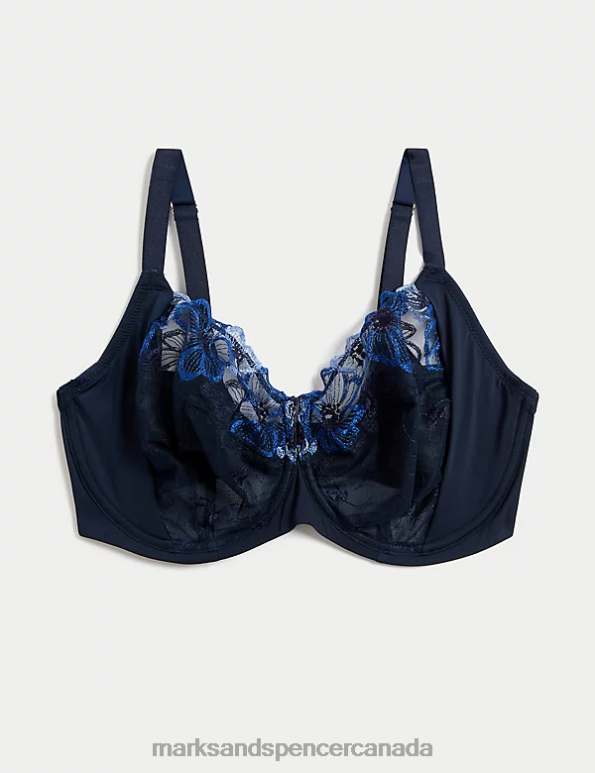 Unisex Navy Clothing Marks & Spencer Embrace Wired Extra Support Bra 20VTD4307 - Marks and Spencer outlet
