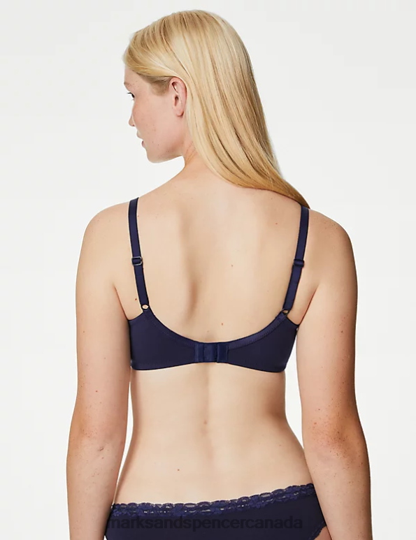 Unisex Navy Mix Clothing Marks & Spencer 3pk Cotton Non Wired Full Cup Bras 20VTD3918 - Marks and Spencer outlet