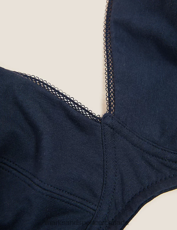 Unisex Navy Mix Clothing Marks & Spencer 3pk Cotton Non Wired Full Cup Bras 20VTD3918 - Marks and Spencer outlet
