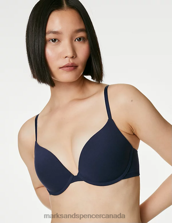 Unisex Navy Mix Clothing Marks & Spencer 3pk Cotton Wired Push-Up Bras 20VTD3741 - Marks and Spencer Canada locations