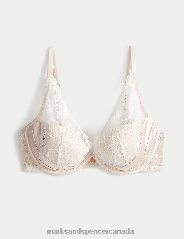 Marks and Spencer Canada - Unisex Pale Opaline Clothing Marks & Spencer Silk Beau Wired Plunge Bra 20VTD4506