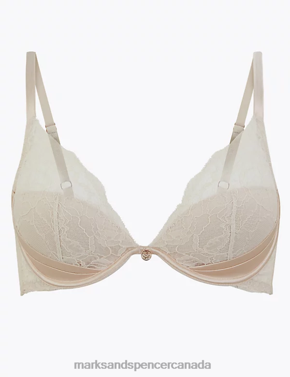 Unisex Pale Opaline Clothing Marks & Spencer Silk Beau Wired Plunge Bra 20VTD4700 - Marks and Spencer Canada locations