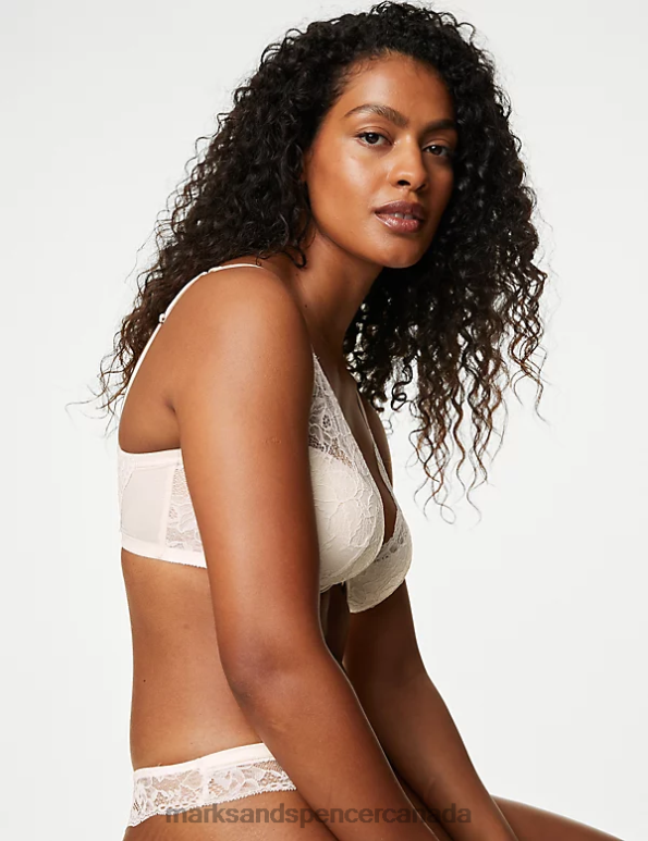 Unisex Pale Opaline Clothing Marks & Spencer Silk Beau Wired Plunge Bra 20VTD4700 - Marks and Spencer Canada locations