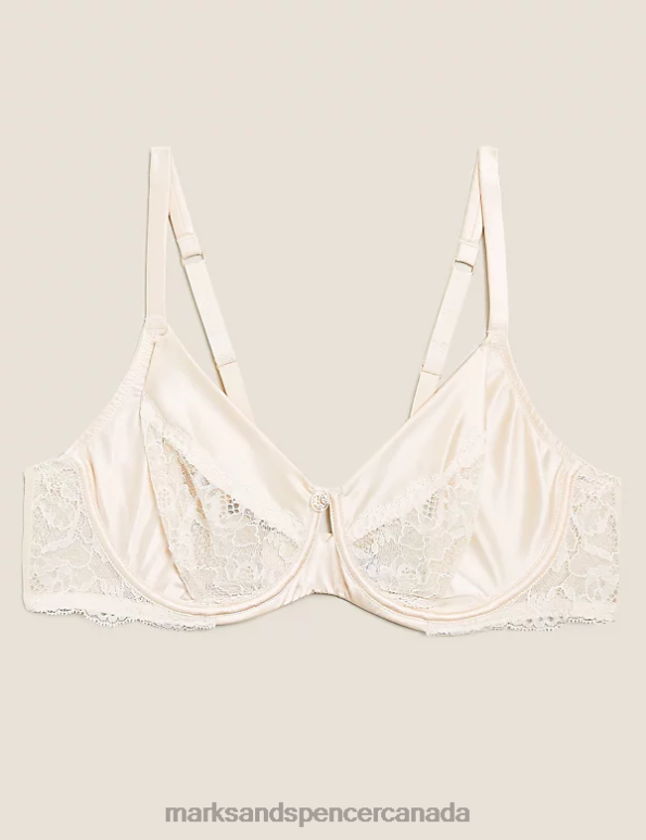 Unisex Pale Opaline Clothing Marks & Spencer Silk Blend & Lace Wired Balcony Bra 20VTD4641 - Marks and Spencer Canada locations