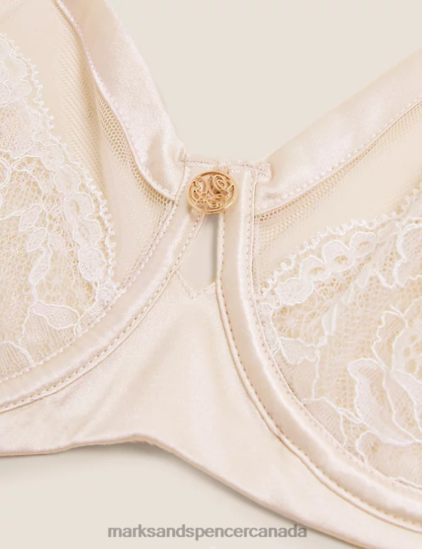 Marks and Spencer sale - Unisex Pale Opaline Clothing Marks & Spencer Silk & Lace Minimiser Bra 20VTD4544