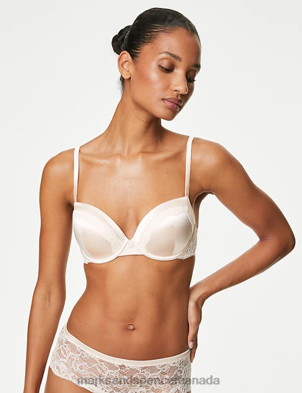 Marks and Spencer Canada - Unisex Pale Opaline Clothing Marks & Spencer Silk & Lace Wired Balcony Bra 20VTD4297