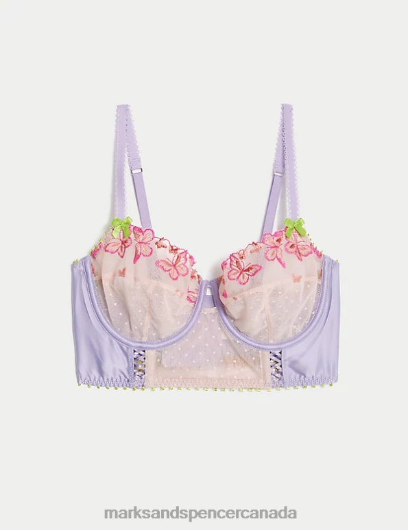 Marks and Spencer near me - Unisex Pink Mix Clothing Marks & Spencer Aurelia Embroidery Wired Balcony Bra 20VTD3685