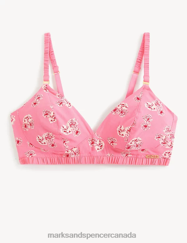 Unisex Pink Mix Clothing Marks & Spencer Floral Print Non Wired Bralette 20VTD4027 - Marks and Spencer Canada locations