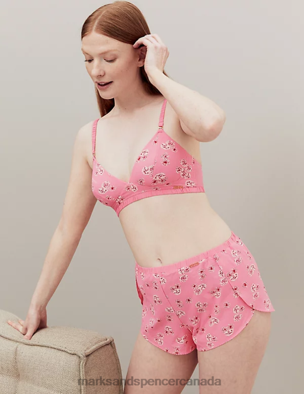 Unisex Pink Mix Clothing Marks & Spencer Floral Print Non Wired Bralette 20VTD4027 - Marks and Spencer Canada locations