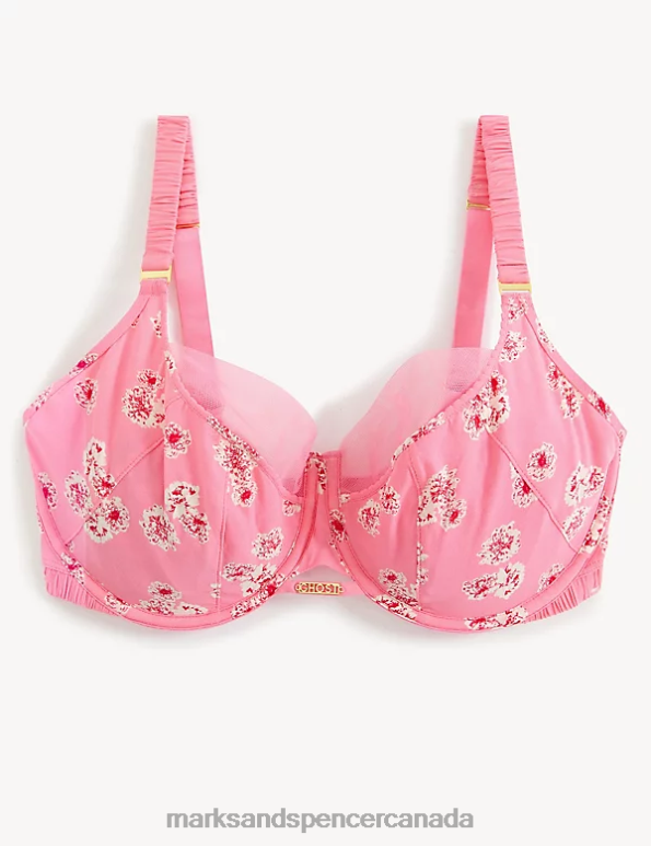 Marks and Spencer Canada - Unisex Pink Mix Clothing Marks & Spencer Floral Print Wired Full Cup Bra 20VTD3919