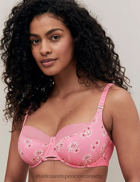 Marks and Spencer Canada - Unisex Pink Mix Clothing Marks & Spencer Floral Print Wired Full Cup Bra 20VTD3919
