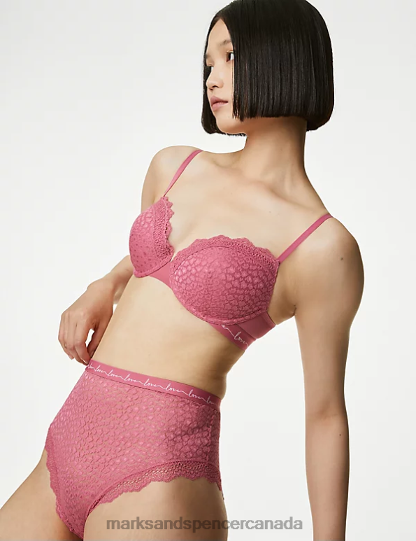 Unisex Raspberry Mix Clothing Marks & Spencer 3pk Lace & Mesh Wired Balcony Bras 20VTD4395 - Marks and Spencer outlet