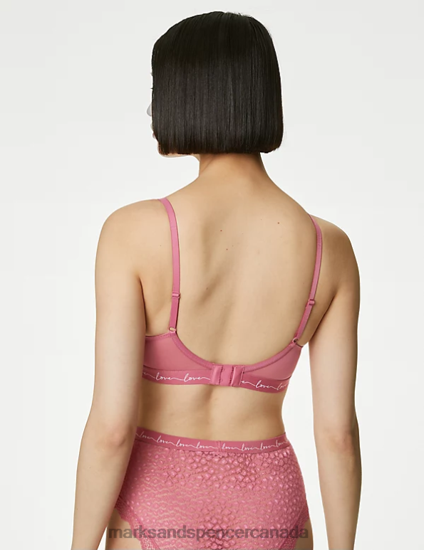 Marks and Spencer Canada - Unisex Raspberry Mix Clothing Marks & Spencer 3pk Lace & Mesh Wired Balcony Bras 20VTD4710