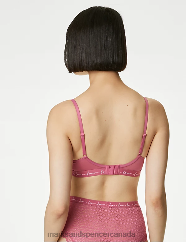Unisex Raspberry Mix Clothing Marks & Spencer 3pk Lace Trim Wired Plunge Bras 20VTD4653 - Marks and Spencer Canada locations