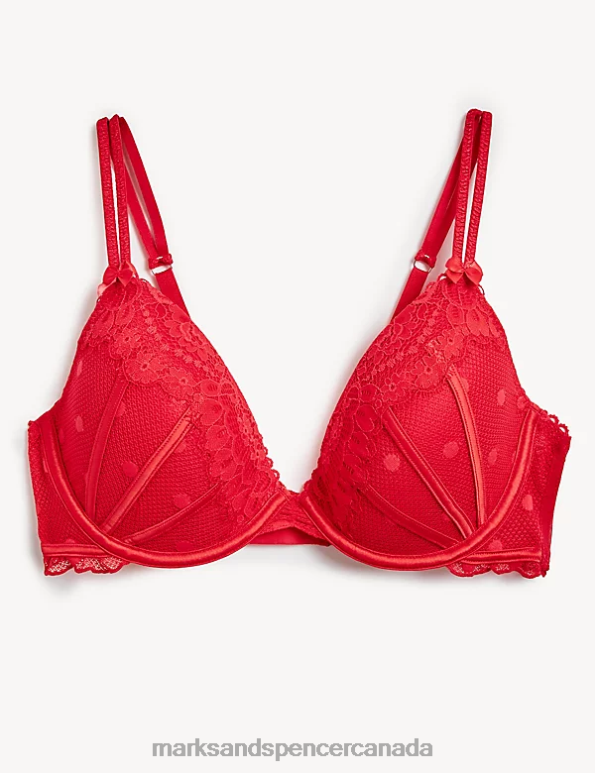 Marks and Spencer sale - Unisex Red Clothing Marks & Spencer Linea Lace Wired Plunge Bra 20VTD4495
