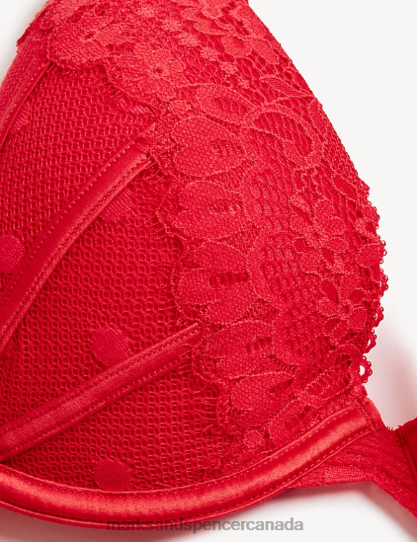 Marks and Spencer sale - Unisex Red Clothing Marks & Spencer Linea Lace Wired Plunge Bra 20VTD4495