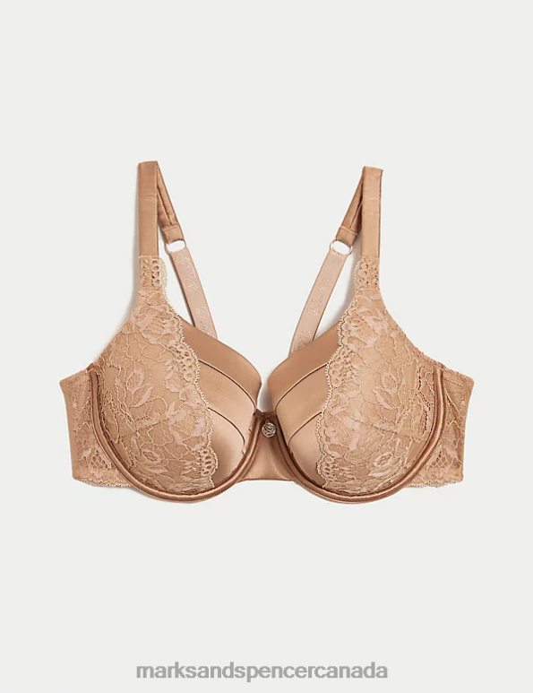 Marks and Spencer Canada - Unisex Rich Amber Clothing Marks & Spencer Lace Wired Full Cup Bra With Silk 20VTD4389