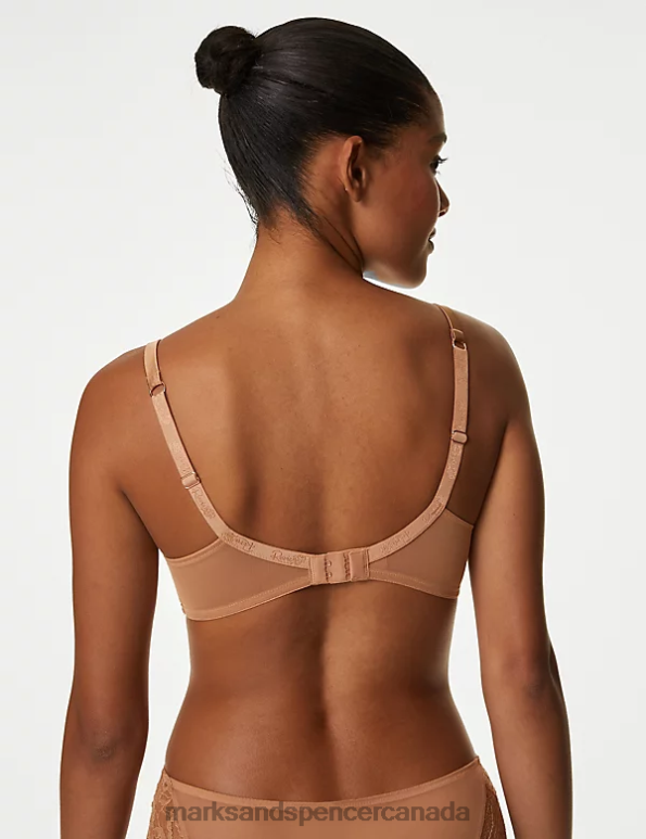 Marks and Spencer Canada - Unisex Rich Amber Clothing Marks & Spencer Lace Wired Full Cup Bra With Silk 20VTD4389