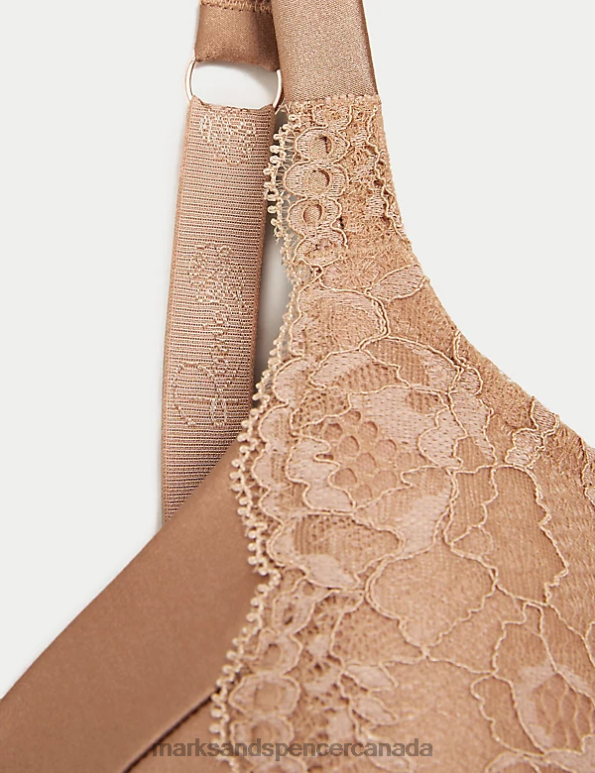 Marks and Spencer Canada - Unisex Rich Amber Clothing Marks & Spencer Lace Wired Full Cup Bra With Silk 20VTD4389