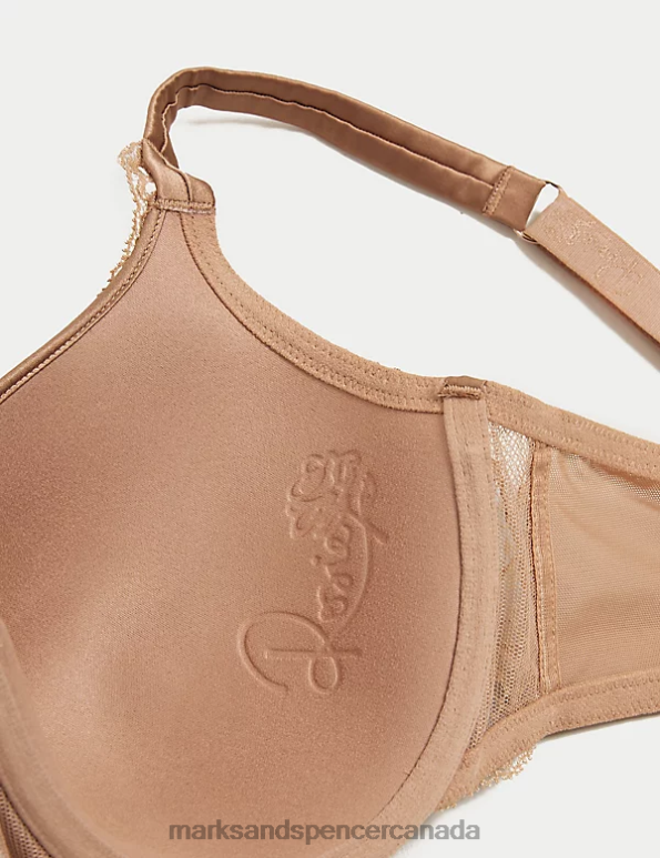 Marks and Spencer Canada - Unisex Rich Amber Clothing Marks & Spencer Lace Wired Full Cup Bra With Silk 20VTD4389