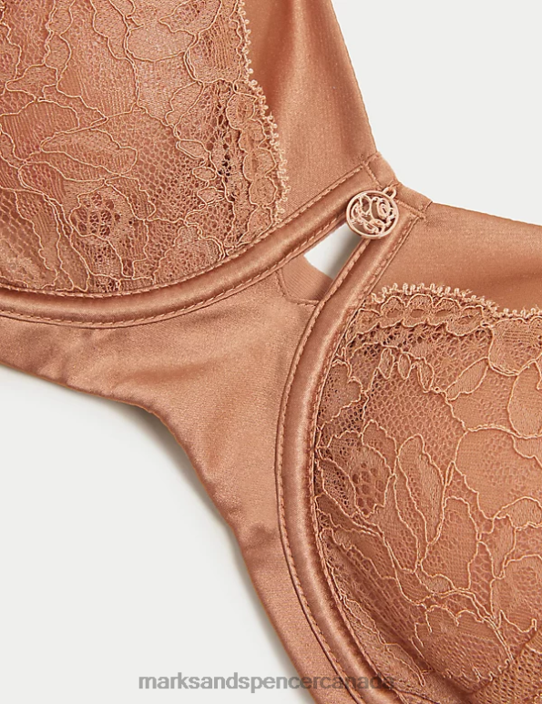 Marks and Spencer near me - Unisex Rich Amber Clothing Marks & Spencer Silk & Lace Wired Balcony Bra 20VTD4805