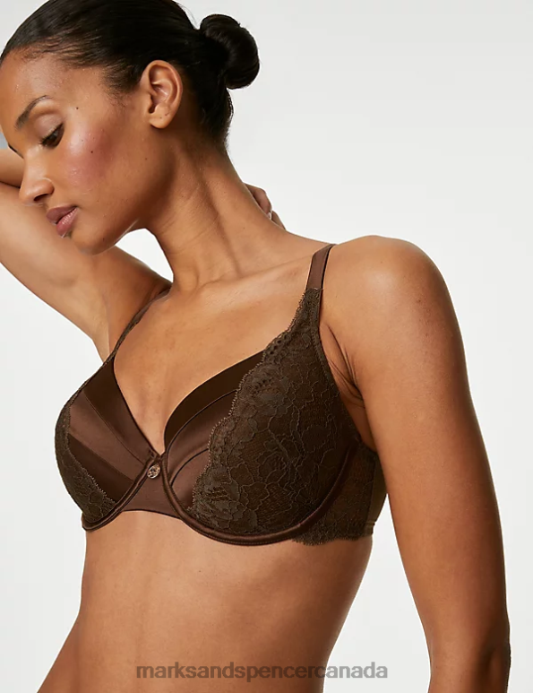 Marks and Spencer sale - Unisex Rich Quartz Clothing Marks & Spencer Lace Wired Full Cup Bra With Silk 20VTD4391