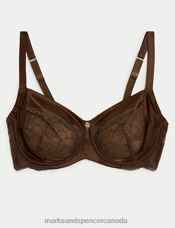 Marks and Spencer near me - Unisex Rich Quartz Clothing Marks & Spencer Silk & Lace Wired Balcony Bra 20VTD4451