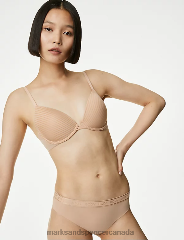 Marks and Spencer sale - Unisex Rose Quartz Clothing Marks & Spencer Body Define Wired Plunge T-Shirt Bra 20VTD3921