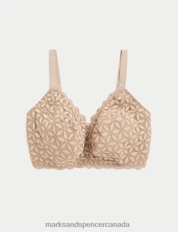 Marks and Spencer near me - Unisex Rose Quartz Clothing Marks & Spencer Lace Non-Padded Bralette 20VTD4124