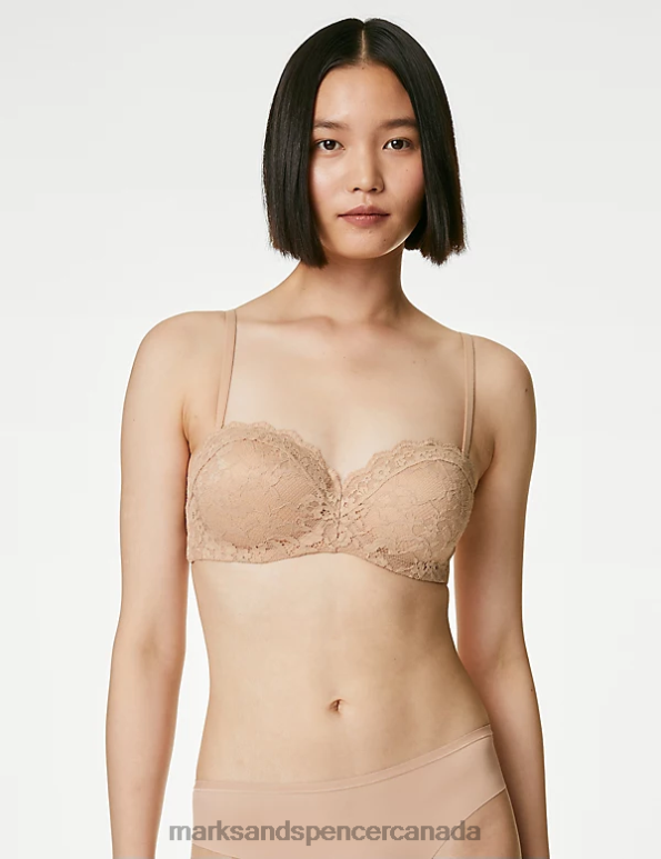 Marks and Spencer Canada - Unisex Rose Quartz Clothing Marks & Spencer Lace Wired Bandeau Bra 20VTD4189