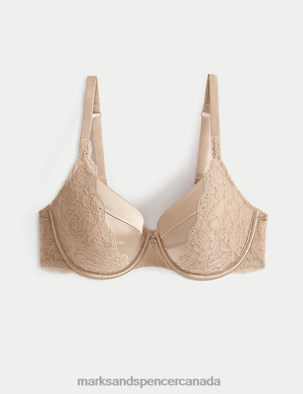 Marks and Spencer near me - Unisex Rose Quartz Clothing Marks & Spencer Lace Wired Full Cup Bra With Silk 20VTD4390
