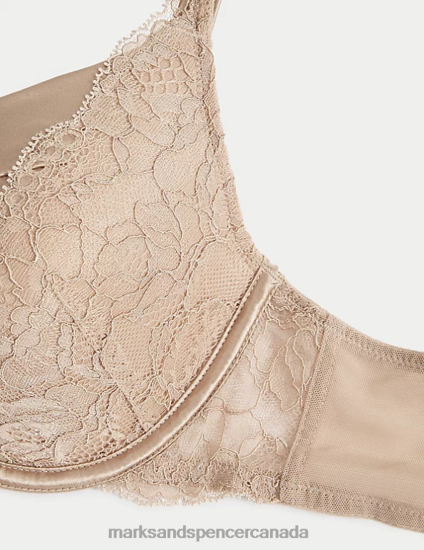 Marks and Spencer near me - Unisex Rose Quartz Clothing Marks & Spencer Lace Wired Full Cup Bra With Silk 20VTD4390