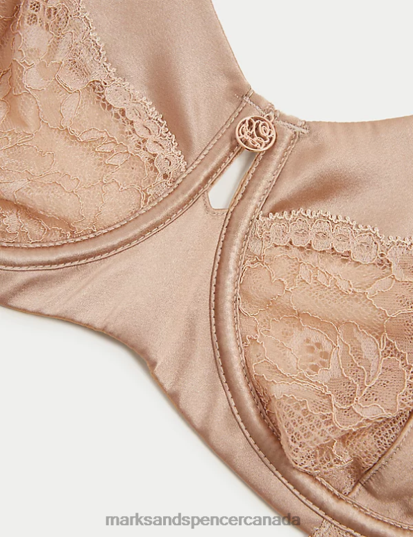 Marks and Spencer sale - Unisex Rose Quartz Clothing Marks & Spencer Silk & Lace Wired Balcony Bra 20VTD4806