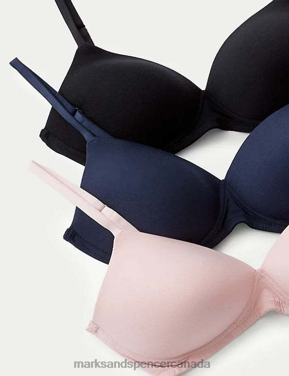 Unisex Soft Pink Clothing Marks & Spencer 3pk Non Wired T-Shirt Bras 20VTD3974 - Marks and Spencer outlet