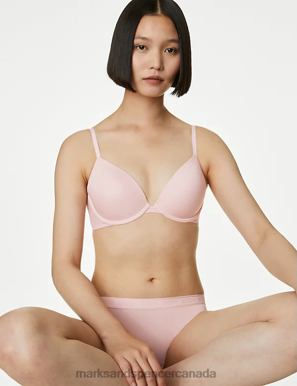 Marks and Spencer near me - Unisex Soft Pink Clothing Marks & Spencer Body Define Wired Plunge T-Shirt Bra 20VTD3920