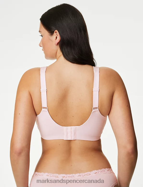 Marks and Spencer Canada - Unisex Soft Pink Clothing Marks & Spencer Cotton Blend & Lace Non Wired Total Support Bra 20VTD91
