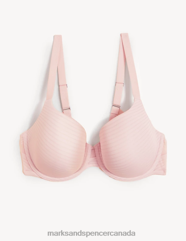 Marks and Spencer sale - Unisex Soft Pink Clothing Marks & Spencer Shape Define Striped Wired T-Shirt Bra 20VTD4575
