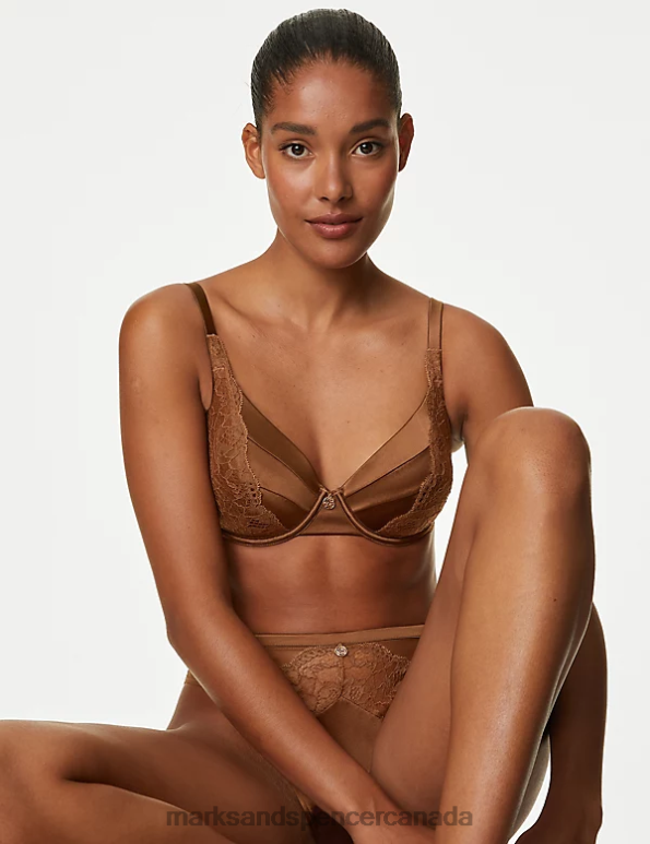 Unisex Topaz Clothing Marks & Spencer Lace Wired Full Cup Bra With Silk 20VTD4388 - Marks and Spencer outlet